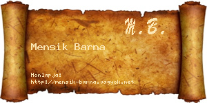 Mensik Barna névjegykártya